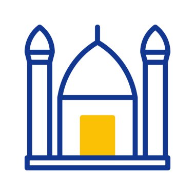 mosque icon outline blue yellow style ramadan illustration vector element and symbol perfect. Icon sign from modern collection for web.