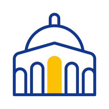 mosque icon outline blue yellow style ramadan illustration vector element and symbol perfect. Icon sign from modern collection for web.