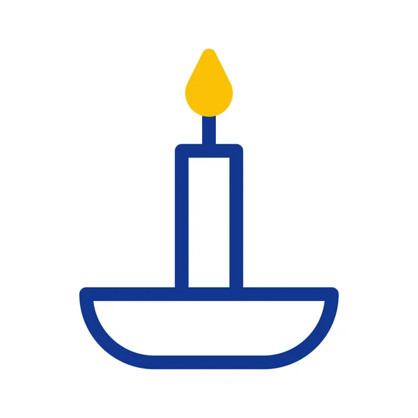 Candle Icon Outline Blue Yellow Style Ramadan Illustration Vector Element — Stockvektor