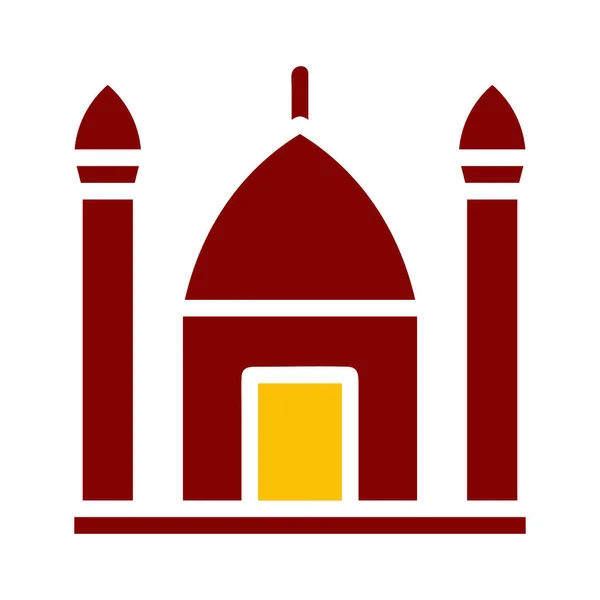 Mosquée Icône Duotone Rouge Jaune Style Ramadan Illustration Vectoriel Élément — Image vectorielle