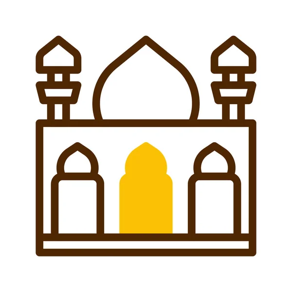 Mosquée Icône Duotone Brun Jaune Style Ramadan Illustration Vectoriel Élément — Image vectorielle