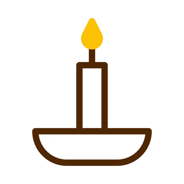 Candle Icon Duotone Brown Yellow Style Ramadan Illustration Vector Element — ストックベクタ
