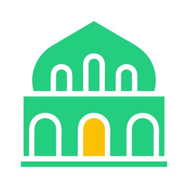 mosque icon solid green yellow style ramadan illustration vector element and symbol perfect. Icon sign from modern collection for web.