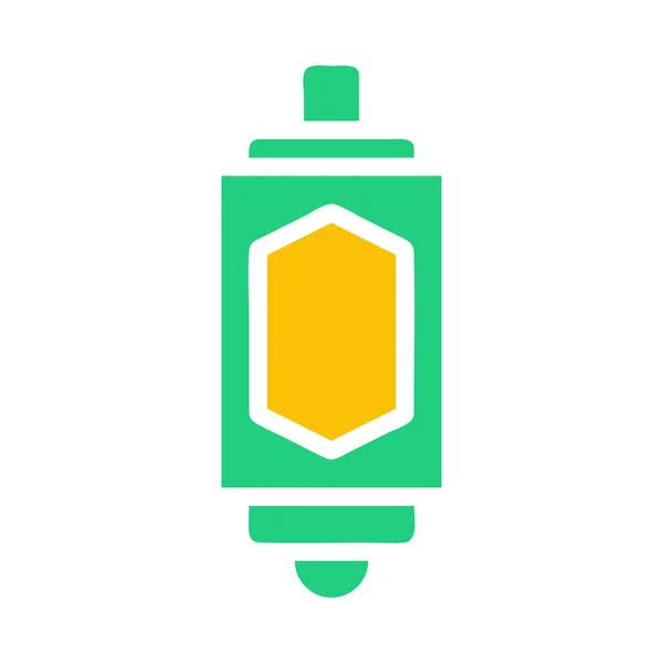 Ícone Lanterna Sólido Verde Estilo Amarelo Ramadã Ilustração Elemento Vetorial — Vetor de Stock