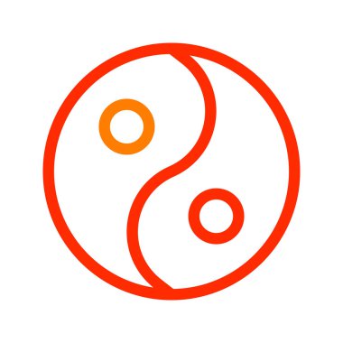 Yin ve yang ikonu duocolor kırmızı Çin tarzı yeni yıl illüstrasyon vektörü mükemmel. Web için modern koleksiyon simgesi. Güzel tasarım.