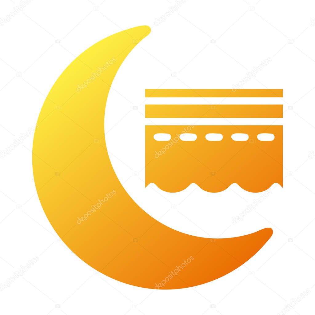 Kaaba icon solid gradient yellow ramadan illustration vector element and symbol perfect. Icon sign from modern collection for web.