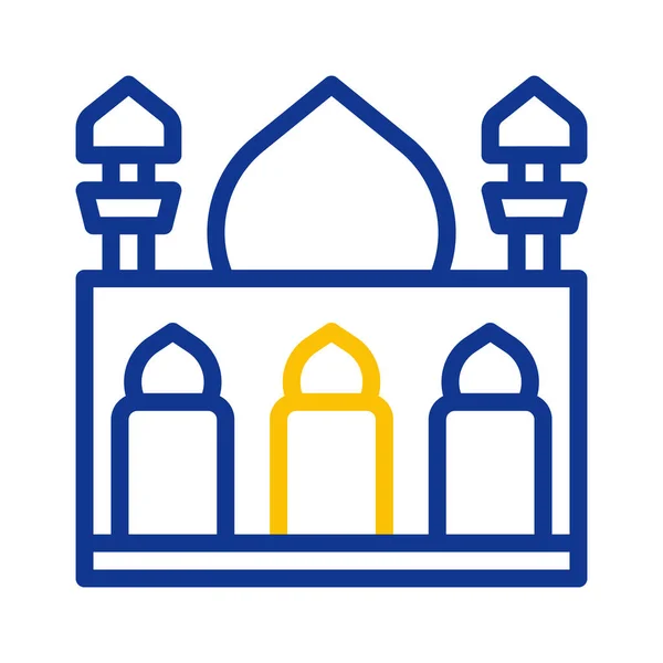 Moschee Symbol Duocolor Blau Gelb Stil Ramadan Illustration Vektorelement Und — Stockvektor