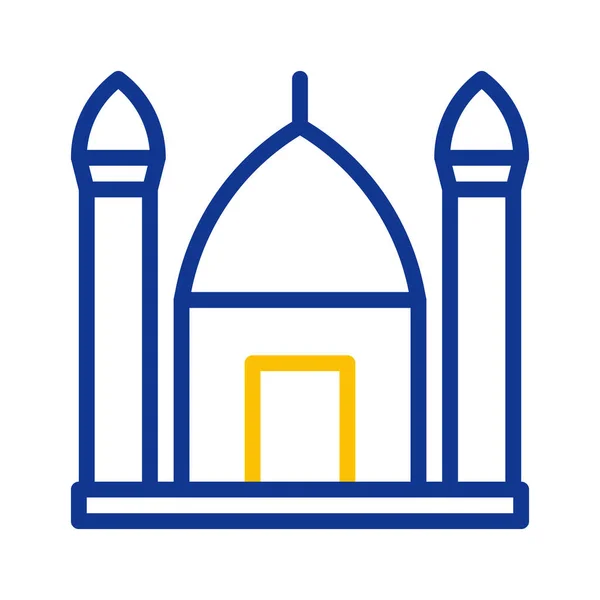 Mosquée Icône Duocolor Bleu Jaune Style Ramadan Illustration Vectoriel Élément — Image vectorielle