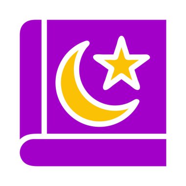 quran icon solid purple yellow style ramadan illustration vector element and symbol perfect. Icon sign from modern collection for web.