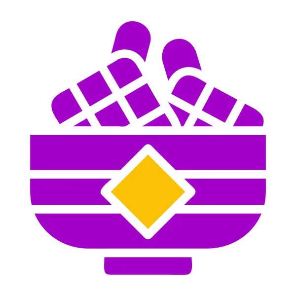 Ketupat Icon Solid Purple Yellow Style Ramadan Illustration Vector Element — Stockvektor