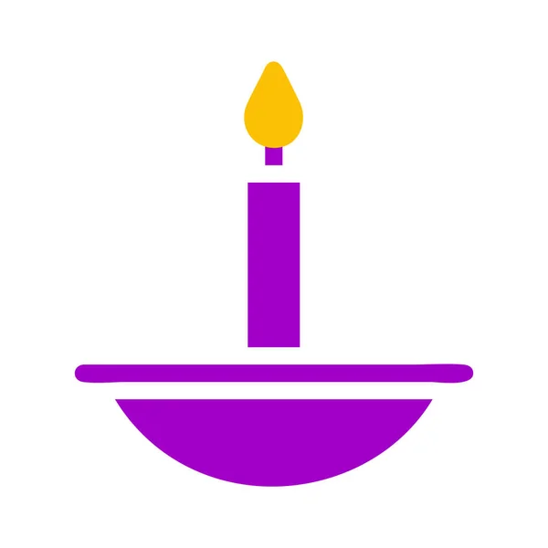 Candle Icon Solid Purple Yellow Style Ramadan Illustration Vector Element — Stockvektor