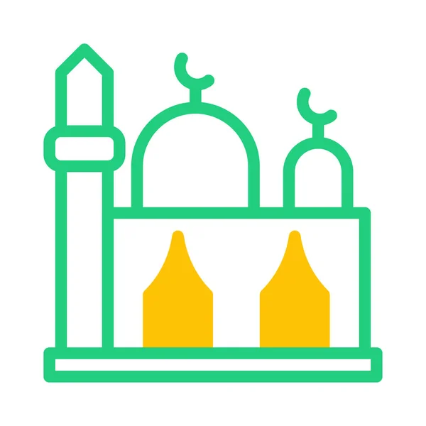 Moschee Symbol Duotone Grün Gelb Stil Ramadan Illustration Vektorelement Und — Stockvektor