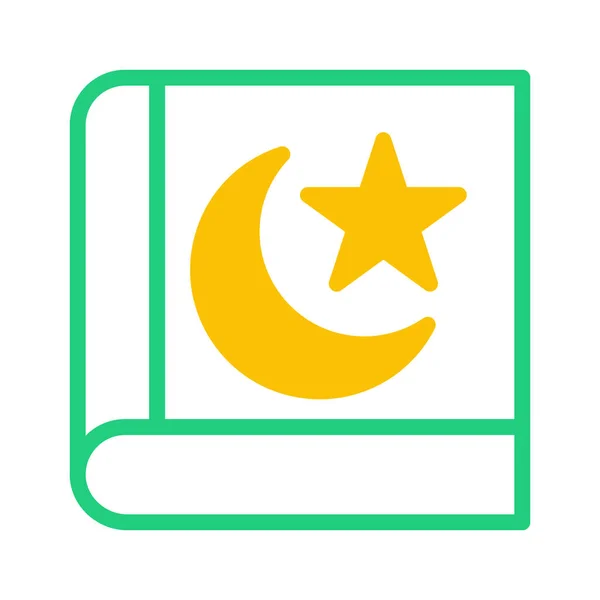Quran Icône Duotone Vert Jaune Style Ramadan Illustration Vectoriel Élément — Image vectorielle
