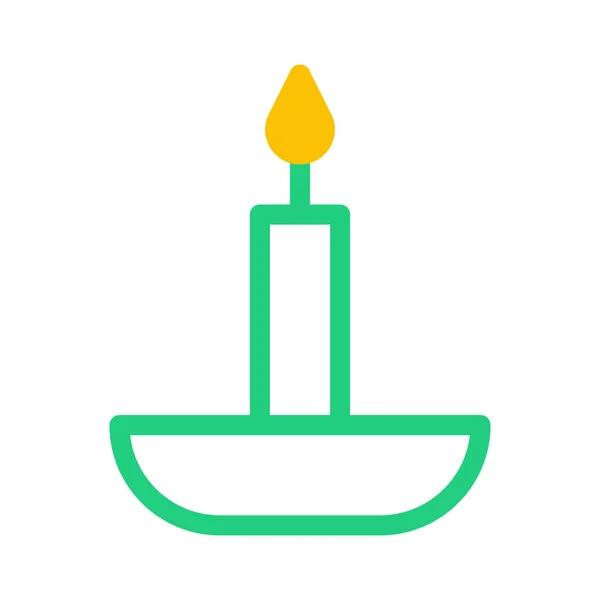 Candle Icon Duotone Green Yellow Style Ramadan Illustration Vector Element — Stok Vektör