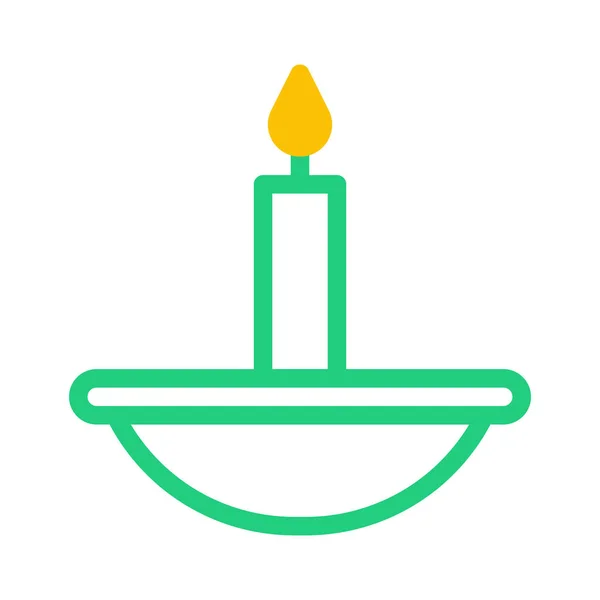 Candle Icon Duotone Green Yellow Style Ramadan Illustration Vector Element — Stok Vektör