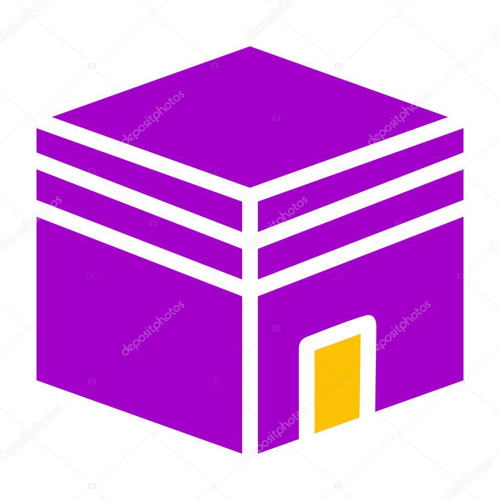 Kaaba icon solid purple yellow style ramadan illustration vector element and symbol perfect. Icon sign from modern collection for web.