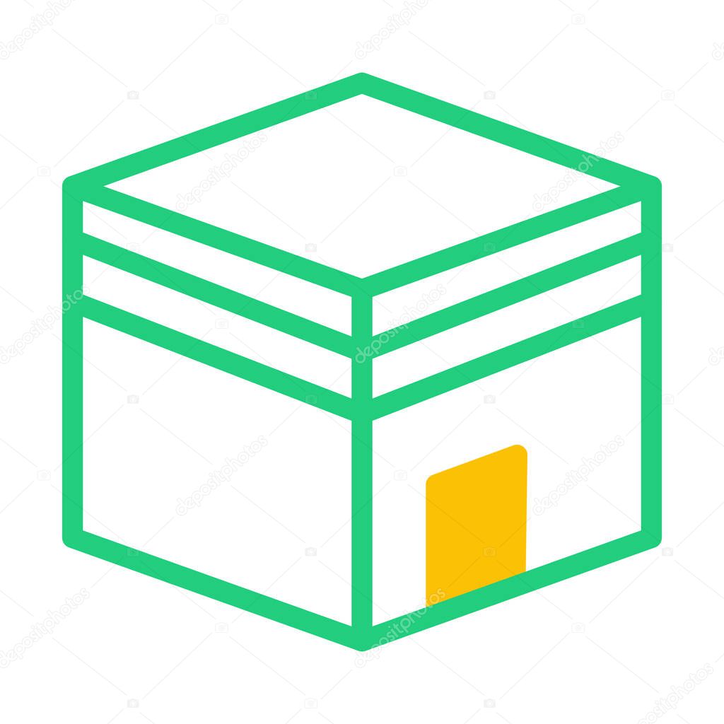 Kaaba icon duotone green yellow style ramadan illustration vector element and symbol perfect. Icon sign from modern collection for web.