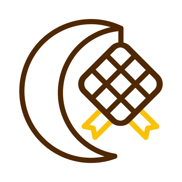 Ketupat Icon Duocolor Brown Yellow Style Ramadan Illustration Vector Element — Stockvektor