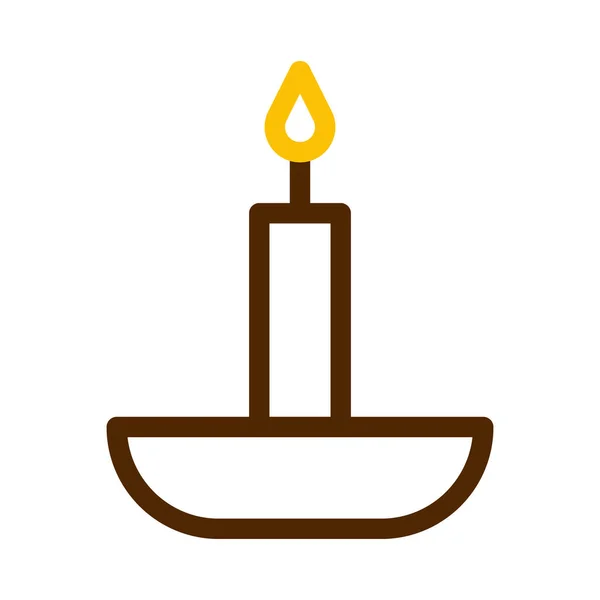 Candle Icon Duocolor Brown Yellow Style Ramadan Illustration Vector Element — ストックベクタ
