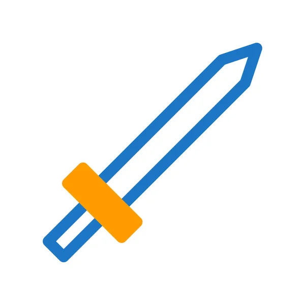 Schwert Symbol Duotone Blau Orange Stil Militärische Illustration Vektor Armee — Stockvektor