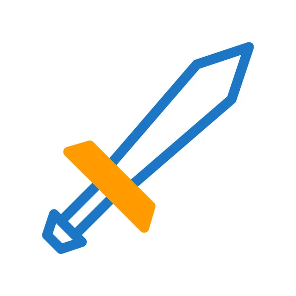 Schwert Symbol Duotone Blau Orange Stil Militärische Illustration Vektor Armee — Stockvektor
