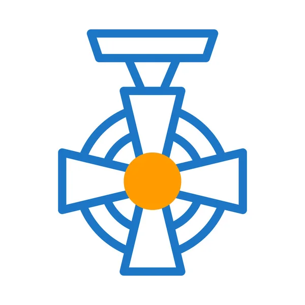 Ícone Medalha Duotone Azul Laranja Estilo Militar Ilustração Vetor Elemento —  Vetores de Stock