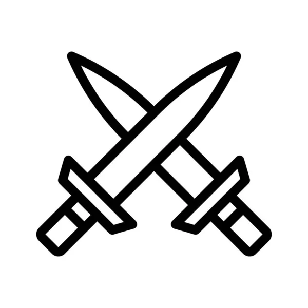 Schwert Symbol Umreißt Stil Militärische Illustration Vektor Armee Element Und — Stockvektor