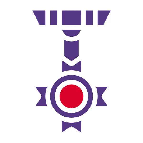 Icône Médaille Solide Rouge Violet Style Illustration Militaire Vecteur Élément — Image vectorielle