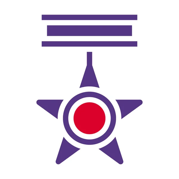 Ícone Medalha Vermelho Sólido Estilo Roxo Militar Ilustração Elemento Exército —  Vetores de Stock