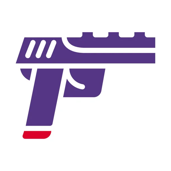 Ikon Pistol Warna Ungu Merah Gaya Ilustrasi Militer Vektor Elemen - Stok Vektor