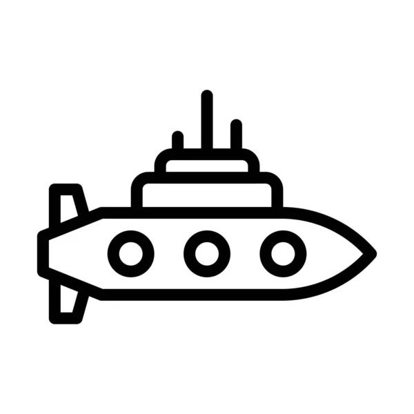 Submarine Icon Outline Style Military Illustration Vector Army Element Symbol — Vettoriale Stock