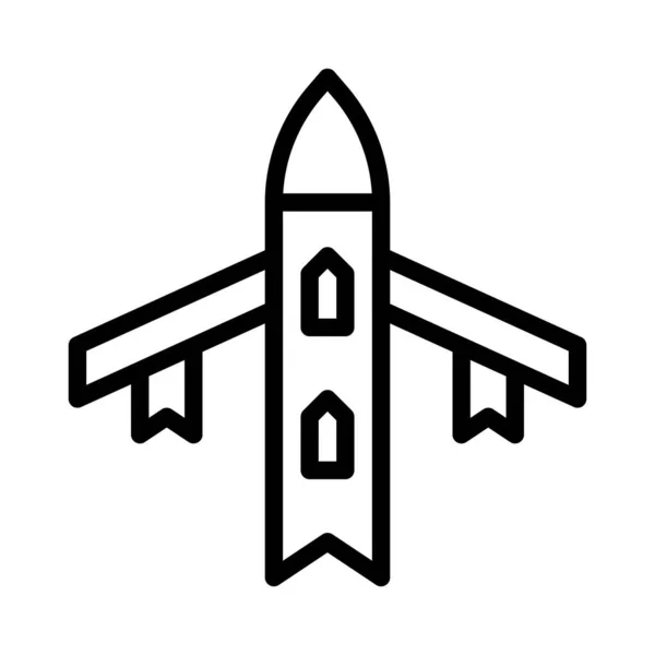 Flygplan Ikon Kontur Stil Militär Illustration Vektor Armé Element Och — Stock vektor