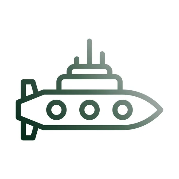 Ubåt Ikon Lutning Grön Vit Stil Militär Illustration Vektor Armé — Stock vektor