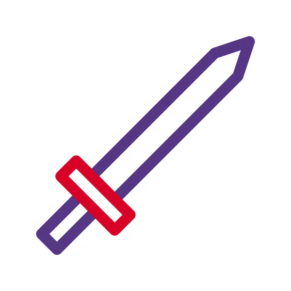Schwert Symbol Duocolor Rot Lila Stil Militärische Illustration Vektor Armee — Stockvektor