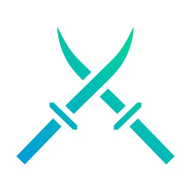 Kılıç simgesi katı yeşil-mavi stil askeri illüstrasyon vektör ordu elementi ve sembol mükemmel. Web için modern koleksiyon simgesi.