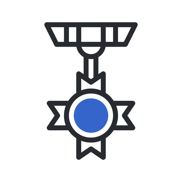 Ícone Medalha Duotone Cinza Estilo Azul Ilustração Militar Elemento Exército — Vetor de Stock