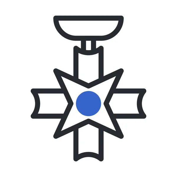 Ícone Medalha Duotone Cinza Estilo Azul Ilustração Militar Elemento Exército —  Vetores de Stock