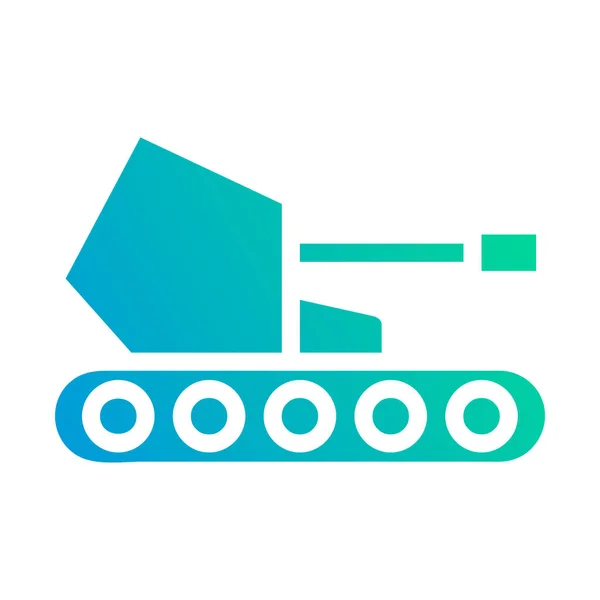 Ícone Tanque Gradiente Sólido Estilo Azul Verde Ilustração Militar Elemento —  Vetores de Stock