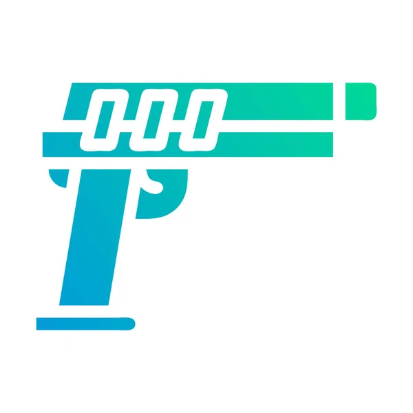 Gun Icon Solid Gradient Green Blue Style Military Illustration Vector — Wektor stockowy