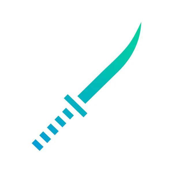 Sword Icon Solid Gradient Green Blue Style Military Illustration Vector — Stockvector