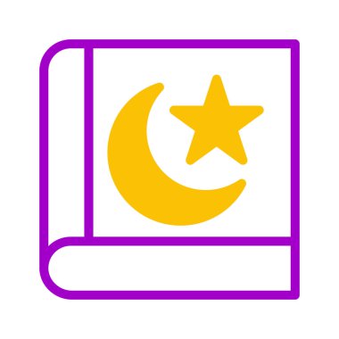 Quran ikonu duotone mor renk ramazan çizim vektör elementi ve sembol mükemmel. Web için modern koleksiyon simgesi.