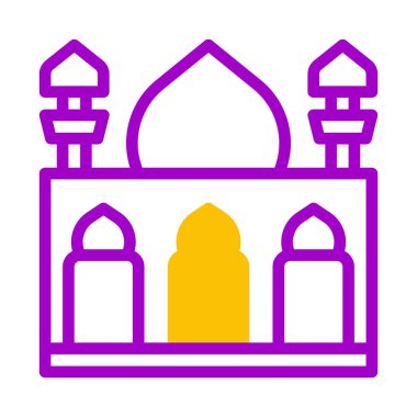 mosque icon duotone purple yellow style ramadan illustration vector element and symbol perfect. Icon sign from modern collection for web.