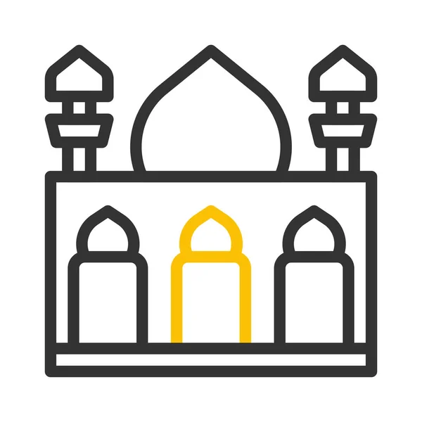 Moschee Symbol Duocolor Grau Gelb Stil Ramadan Illustration Vektorelement Und — Stockvektor