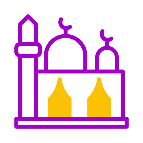Moschee Symbol Duotone Lila Gelb Stil Ramadan Illustration Vektorelement Und — Stockvektor