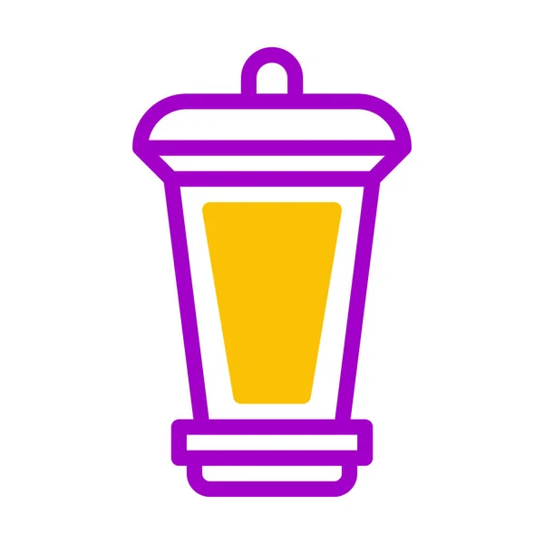 Lantern Icon Duotone Purple Yellow Style Ramadan Illustration Vector Element — Stok Vektör