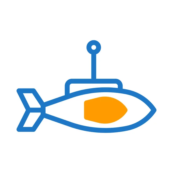 Submarine Icon Duotone Blue Orange Style Military Illustration Vector Army — Stock Vector