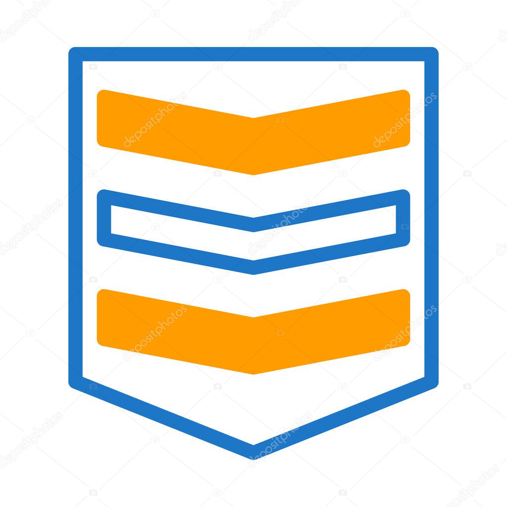 Badge icon duotone blue orange style military illustration vector army element and symbol perfect. Icon sign from modern collection for web.