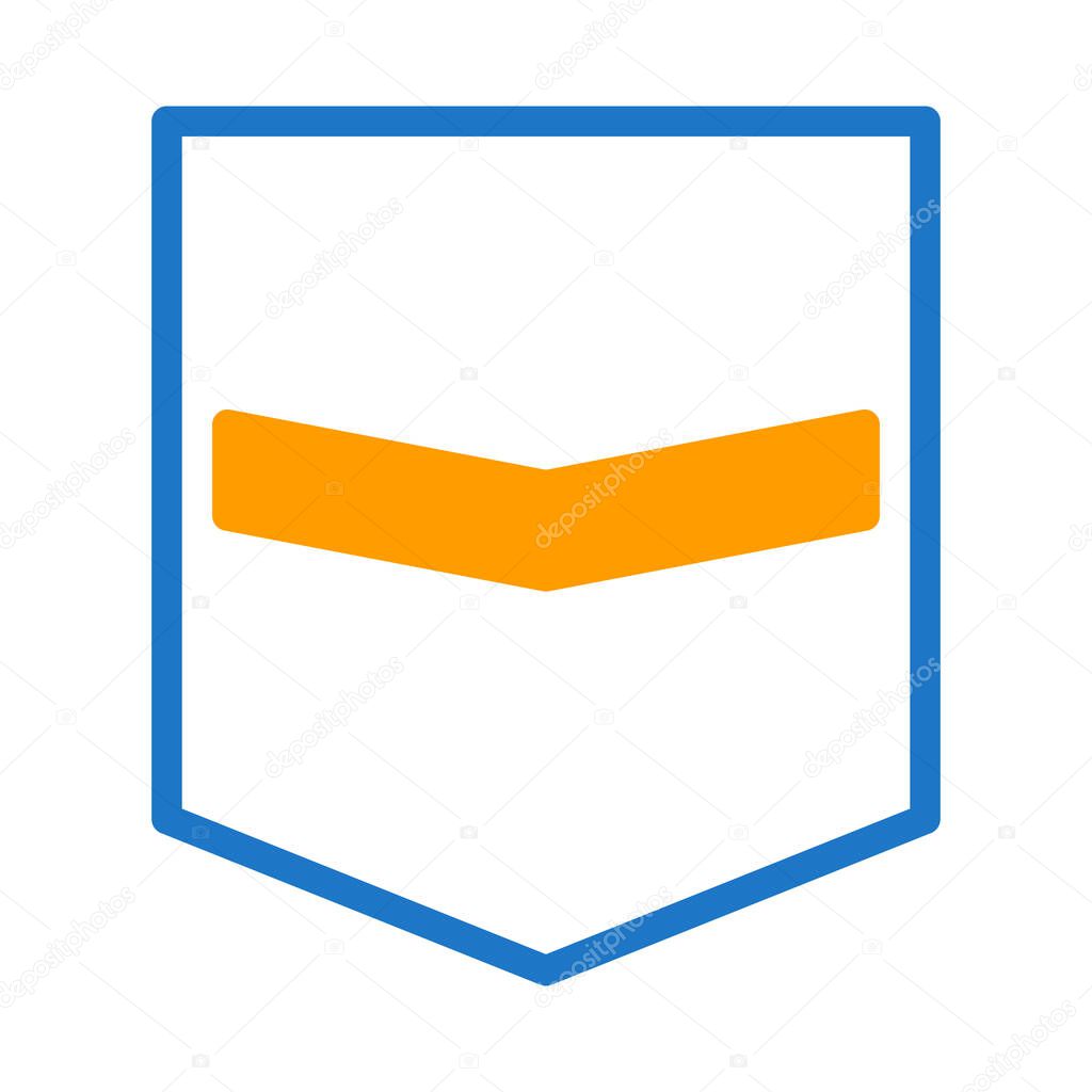 Badge icon duotone blue orange style military illustration vector army element and symbol perfect. Icon sign from modern collection for web.