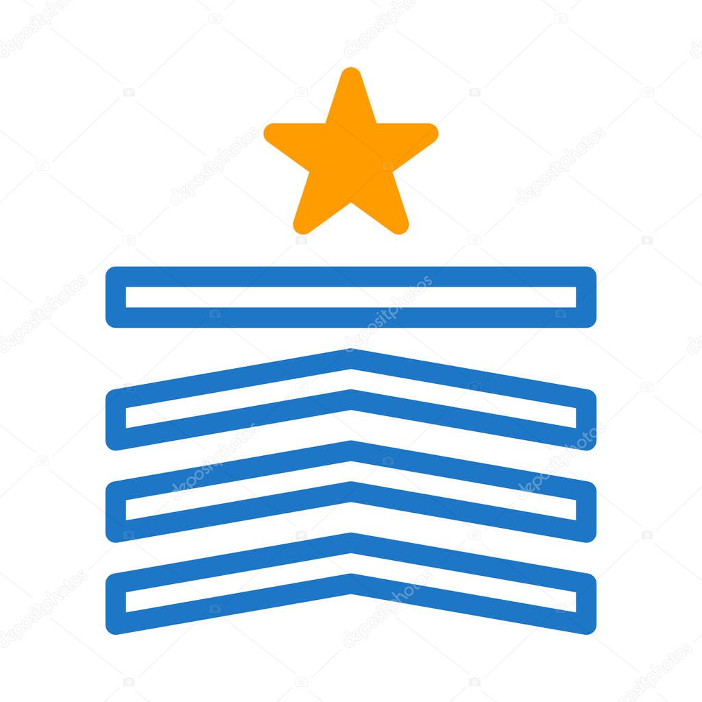 Badge icon duotone blue orange style military illustration vector army element and symbol perfect. Icon sign from modern collection for web.