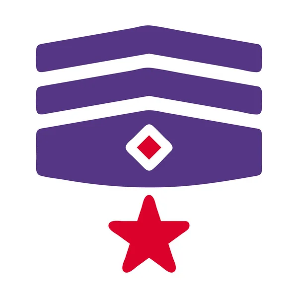 Значок Значка Суцільно Червоний Фіолетовий Стиль Військова Ілюстрація Векторний Армійський — стоковий вектор